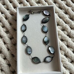 Margo Morrison designer Iridescent Black and Silver Necklace like new